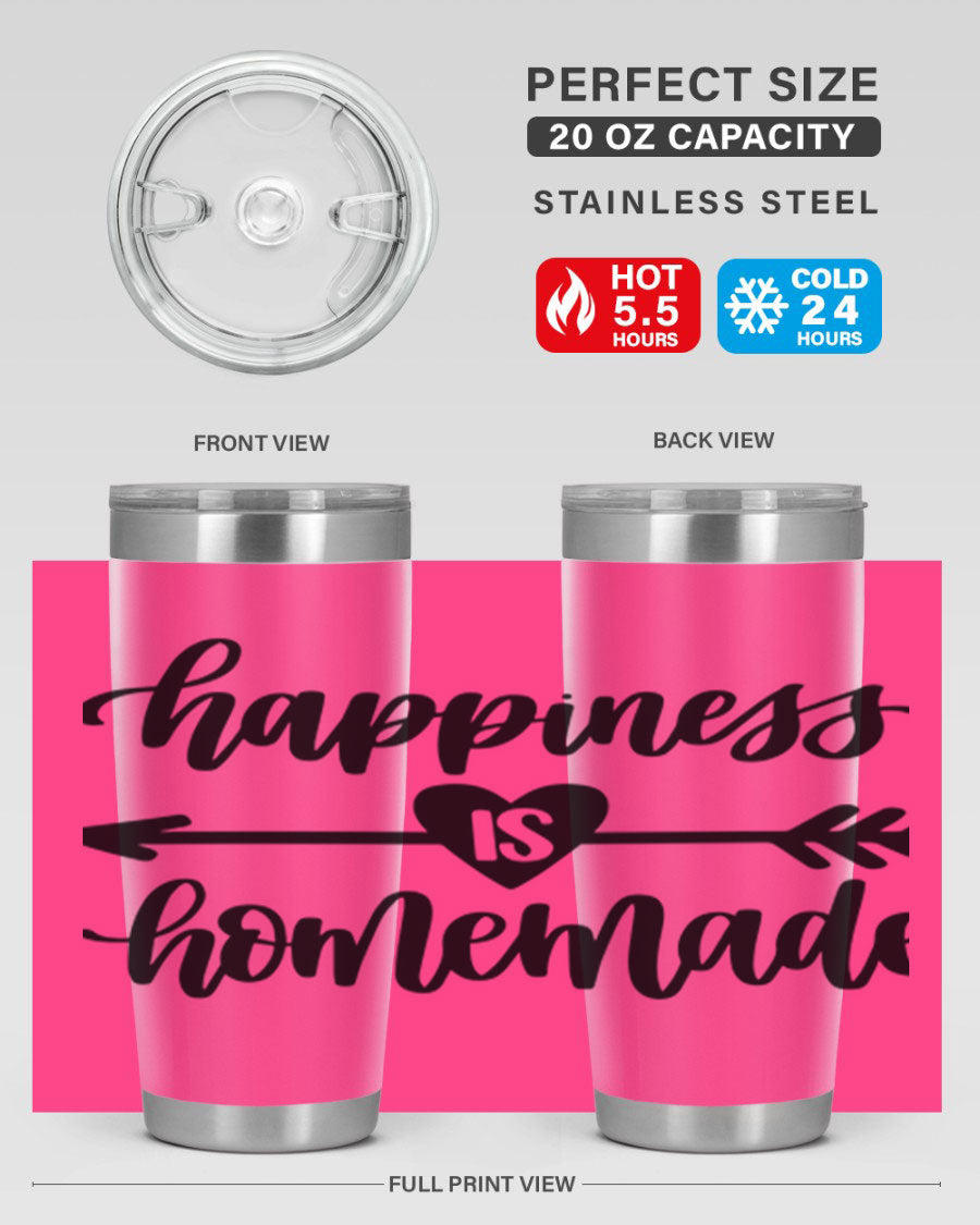 Happiness is Homemade 17# Tumbler in stainless steel with a copper lining, featuring a drink-thru lid and a stylish design.