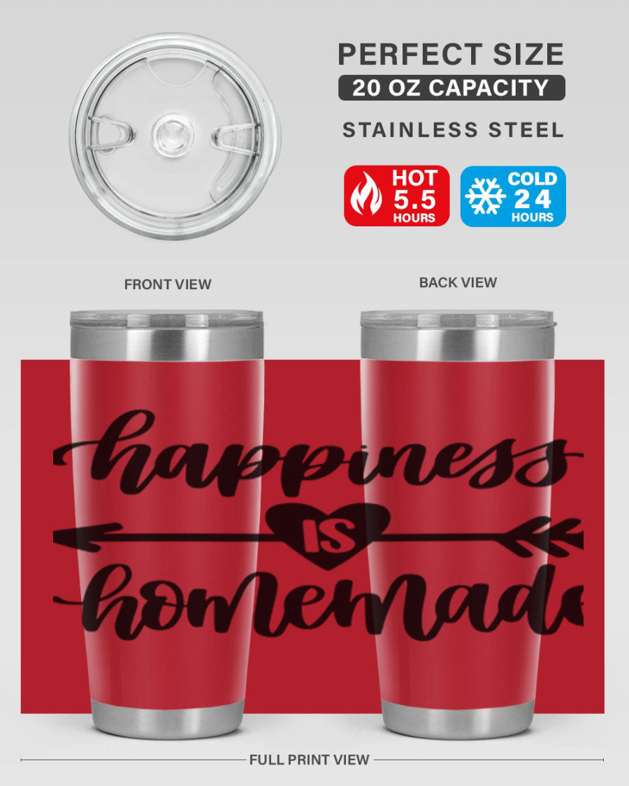 Happiness is Homemade 17# Tumbler in stainless steel with a copper lining, featuring a drink-thru lid and a stylish design.
