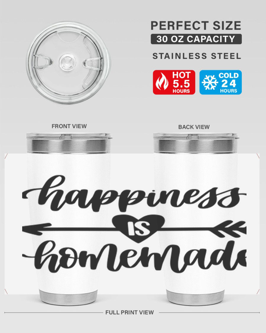 Happiness is Homemade 17# Tumbler in stainless steel with a copper lining, featuring a drink-thru lid and a stylish design.
