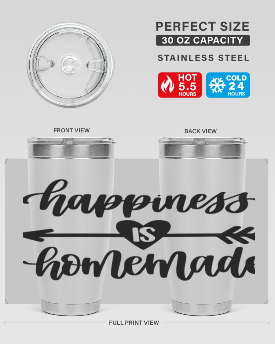 Happiness is Homemade 17# Tumbler in stainless steel with a copper lining, featuring a drink-thru lid and a stylish design.