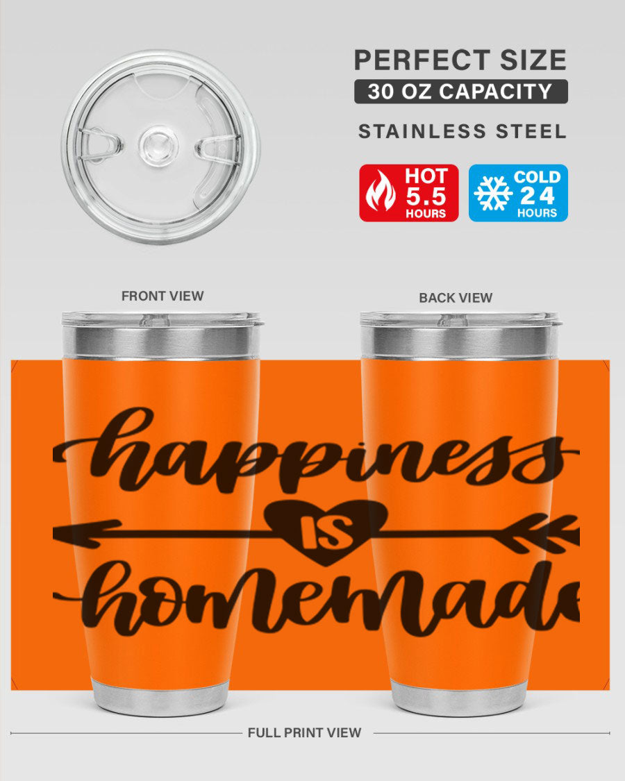 Happiness is Homemade 17# Tumbler in stainless steel with a copper lining, featuring a drink-thru lid and a stylish design.