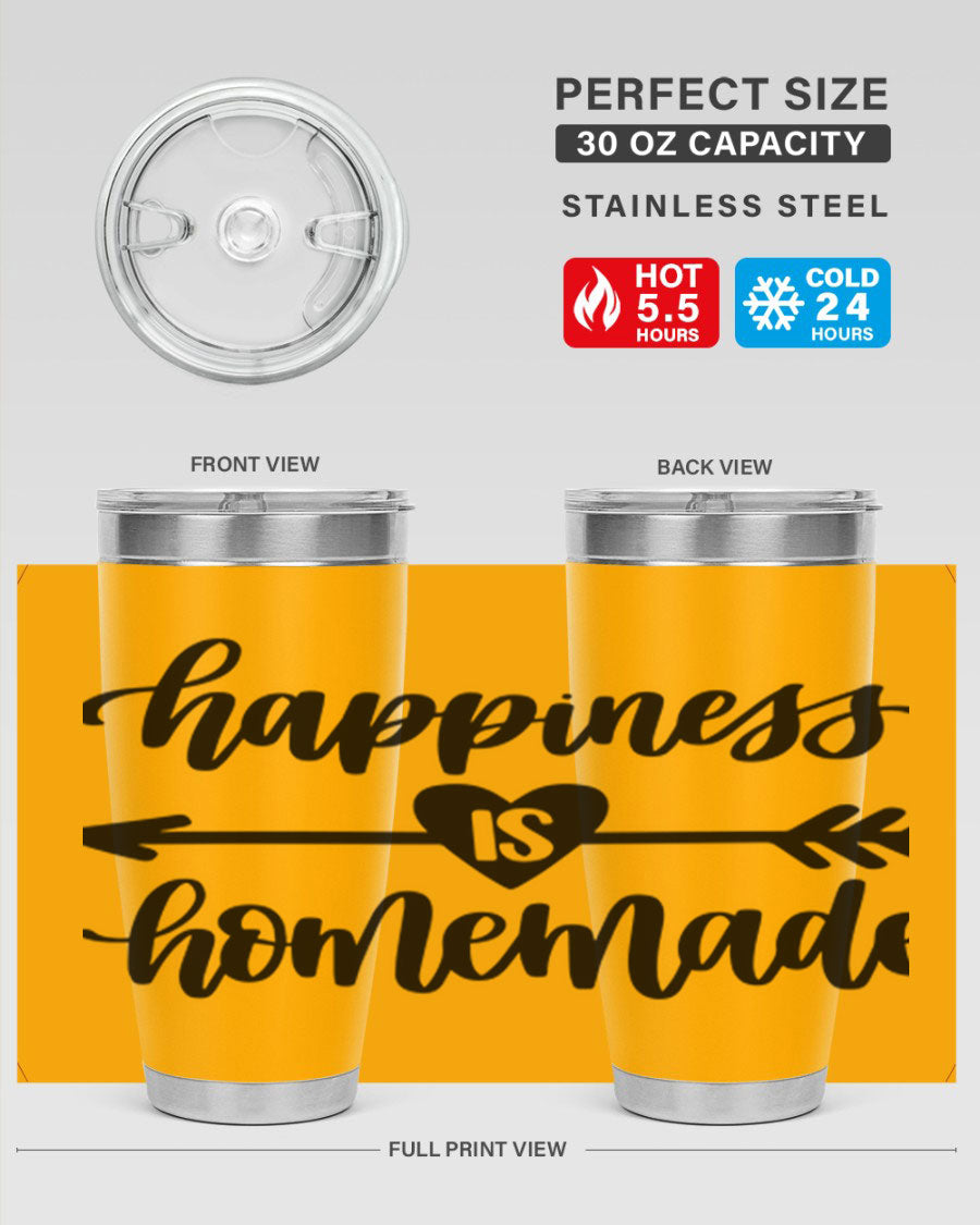 Happiness is Homemade 17# Tumbler in stainless steel with a copper lining, featuring a drink-thru lid and a stylish design.