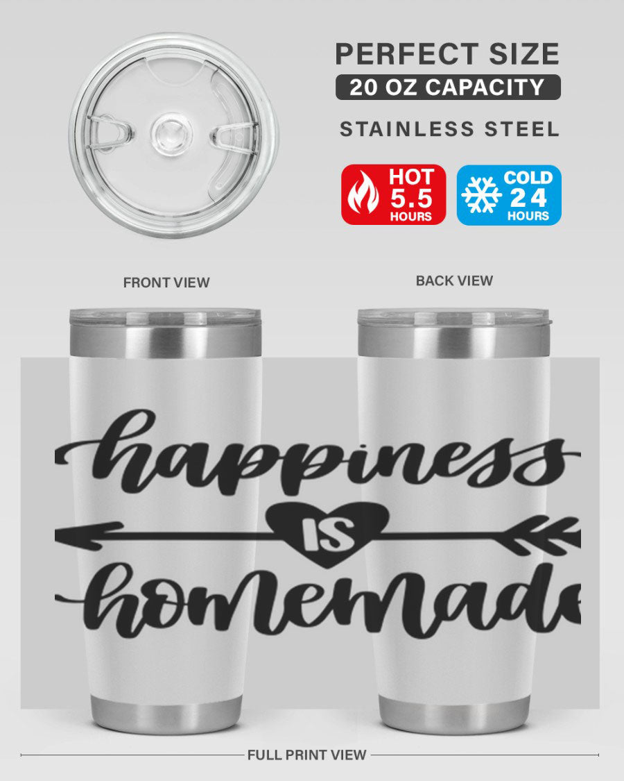 Happiness is Homemade 17# Tumbler in stainless steel with a copper lining, featuring a drink-thru lid and a stylish design.