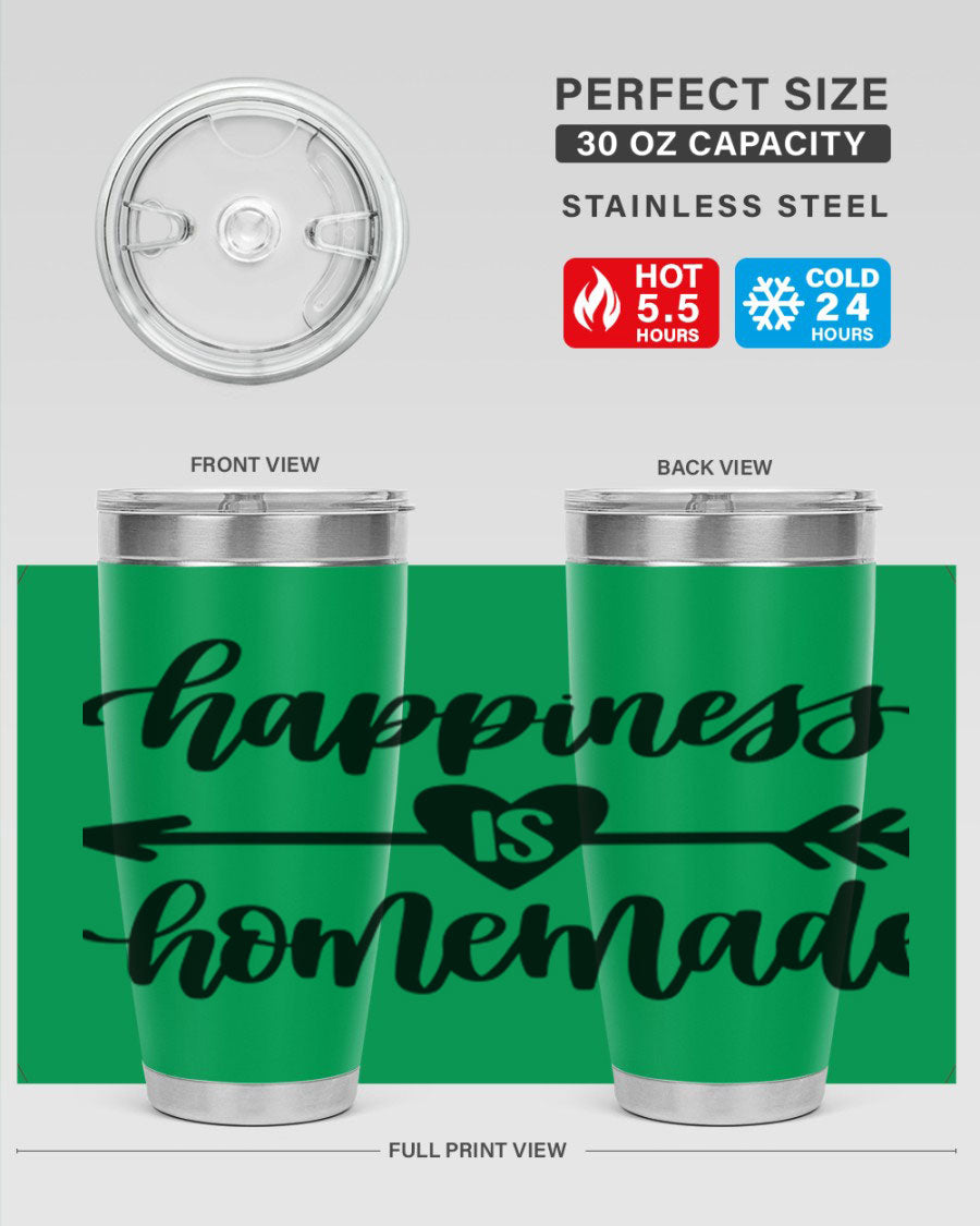 Happiness is Homemade 17# Tumbler in stainless steel with a copper lining, featuring a drink-thru lid and a stylish design.