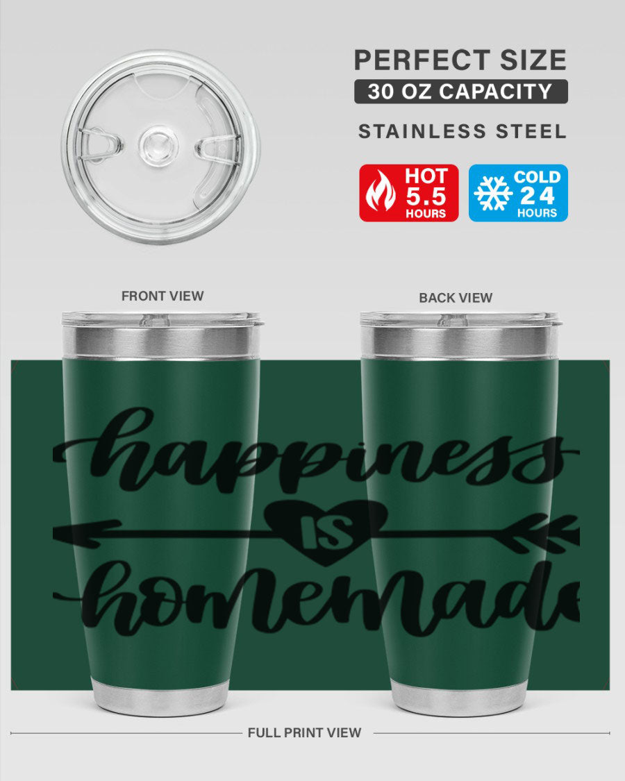 Happiness is Homemade 17# Tumbler in stainless steel with a copper lining, featuring a drink-thru lid and a stylish design.
