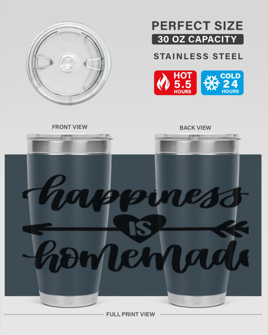 Happiness is Homemade 17# Tumbler in stainless steel with a copper lining, featuring a drink-thru lid and a stylish design.