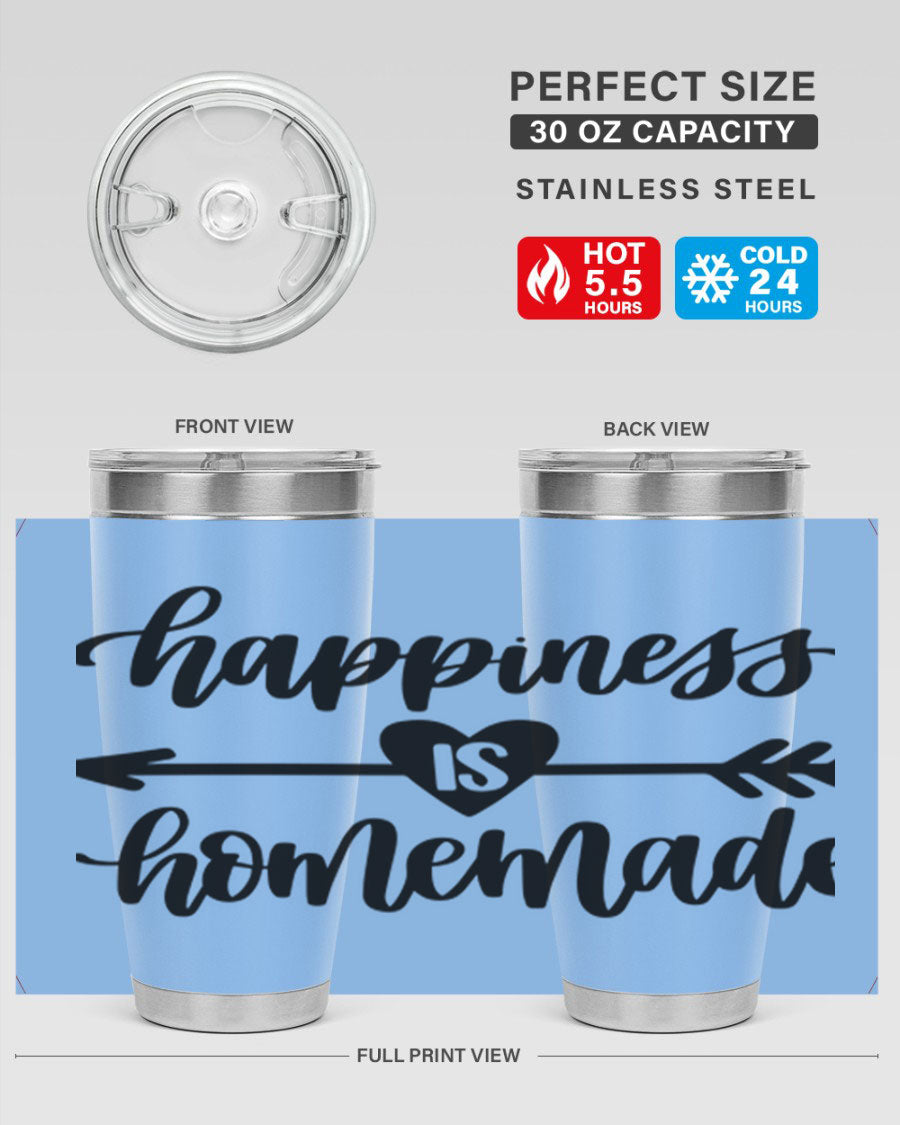 Happiness is Homemade 17# Tumbler in stainless steel with a copper lining, featuring a drink-thru lid and a stylish design.