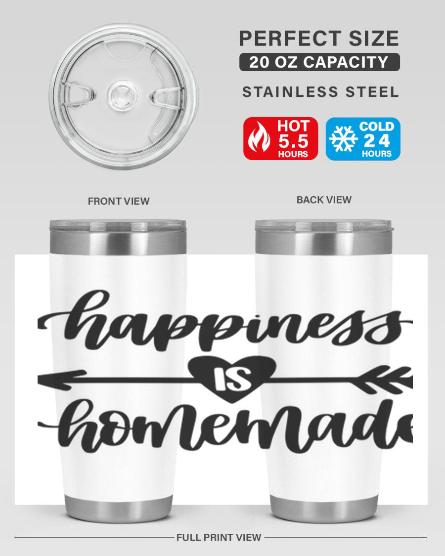 Happiness is Homemade 17# Tumbler in stainless steel with a copper lining, featuring a drink-thru lid and a stylish design.
