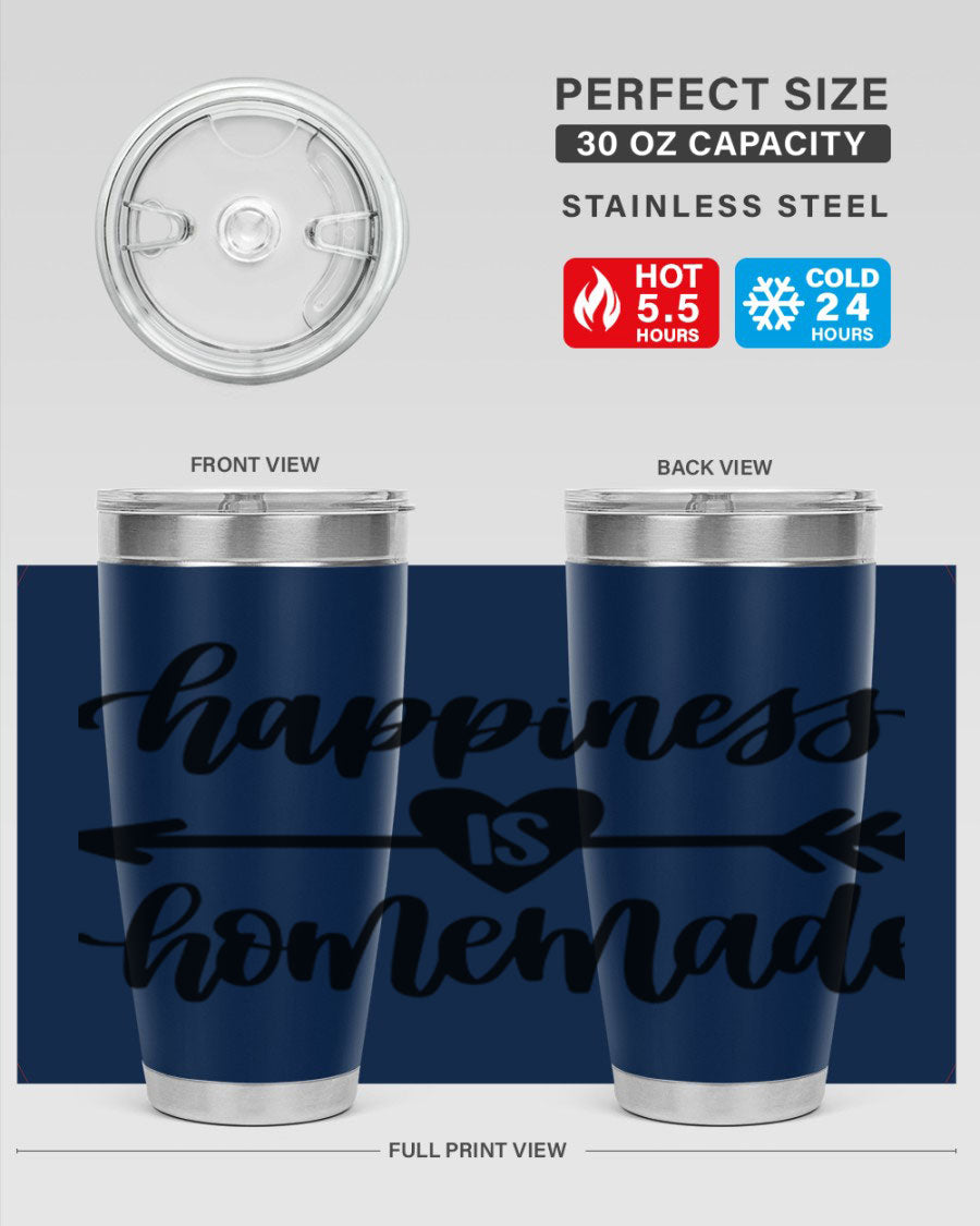 Happiness is Homemade 17# Tumbler in stainless steel with a copper lining, featuring a drink-thru lid and a stylish design.