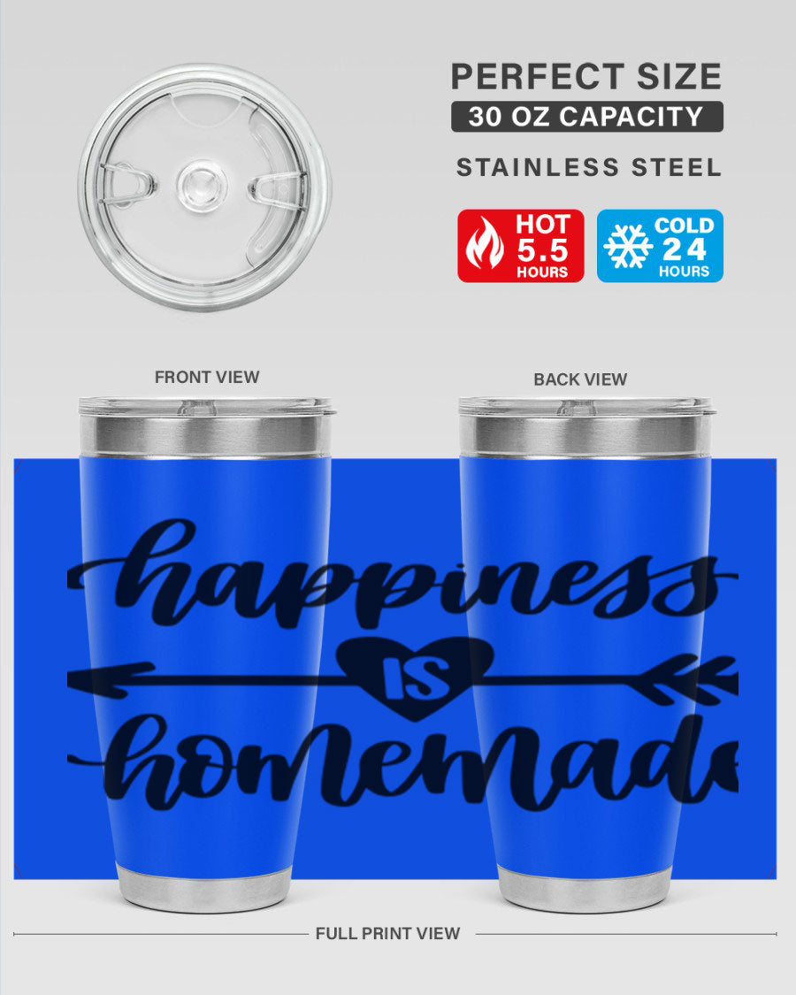 Happiness is Homemade 17# Tumbler in stainless steel with a copper lining, featuring a drink-thru lid and a stylish design.