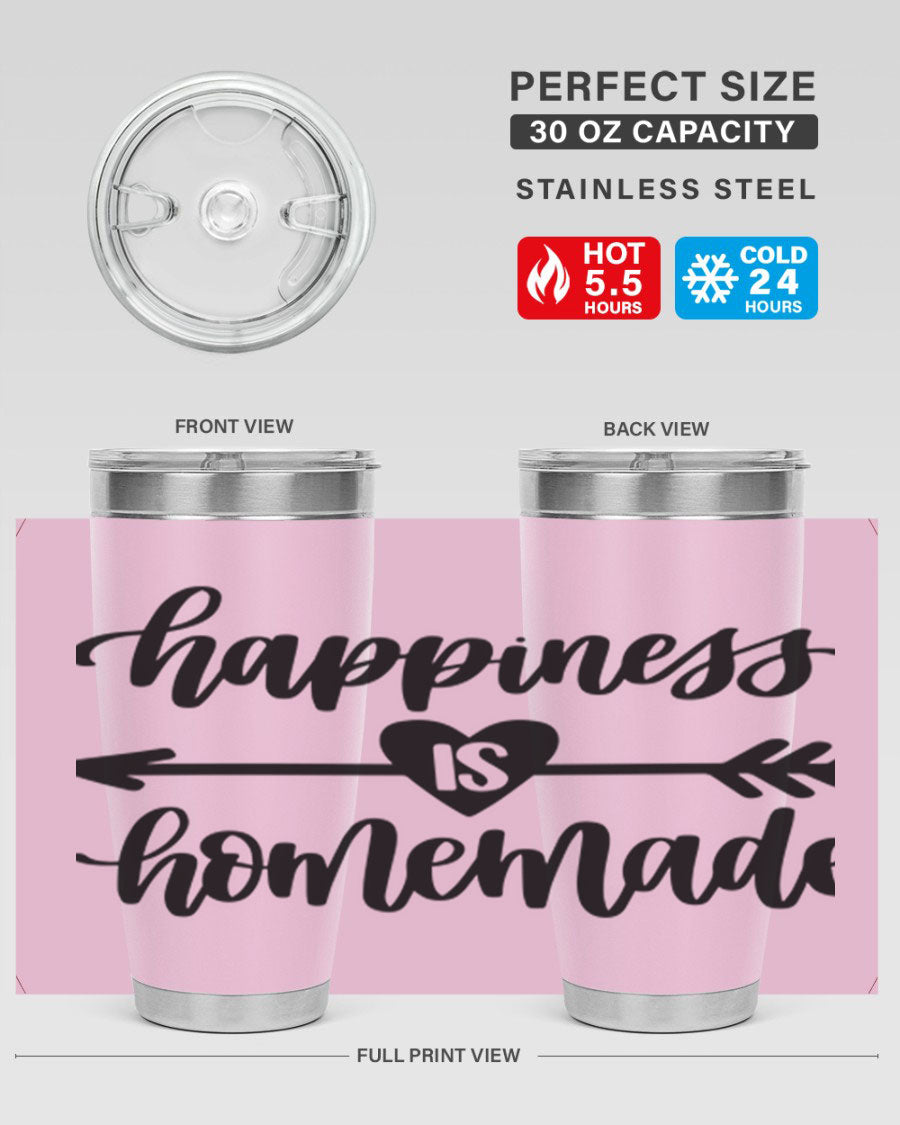 Happiness is Homemade 17# Tumbler in stainless steel with a copper lining, featuring a drink-thru lid and a stylish design.