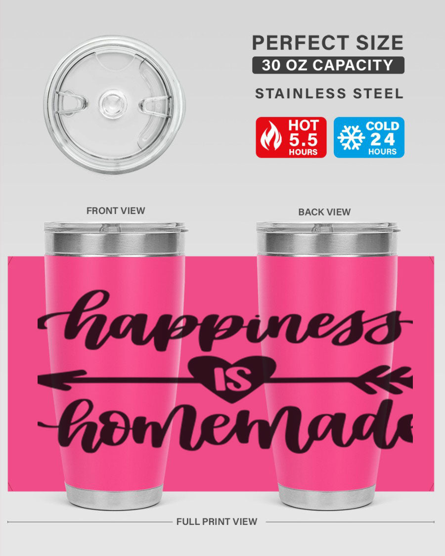 Happiness is Homemade 17# Tumbler in stainless steel with a copper lining, featuring a drink-thru lid and a stylish design.