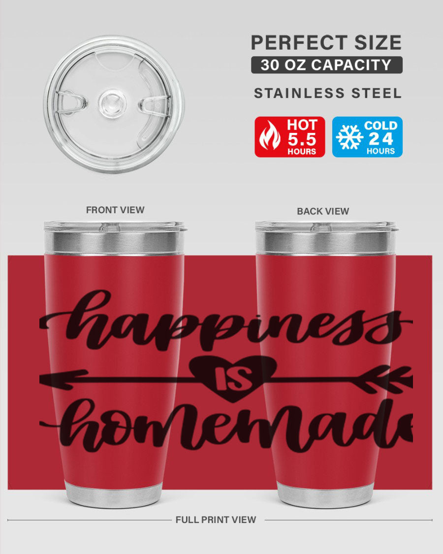 Happiness is Homemade 17# Tumbler in stainless steel with a copper lining, featuring a drink-thru lid and a stylish design.