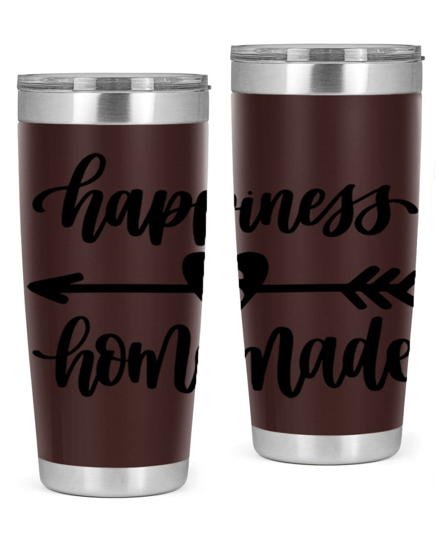 Happiness is Homemade 17# Tumbler in stainless steel with a copper lining, featuring a drink-thru lid and a stylish design.