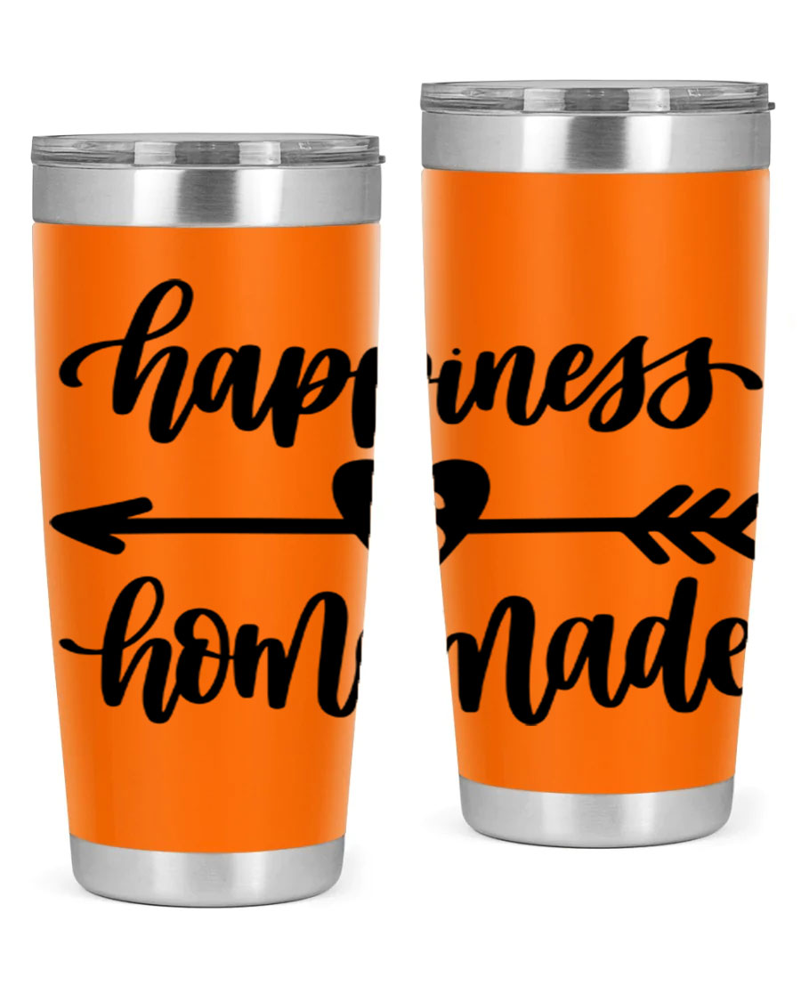Happiness is Homemade 17# Tumbler in stainless steel with a copper lining, featuring a drink-thru lid and a stylish design.