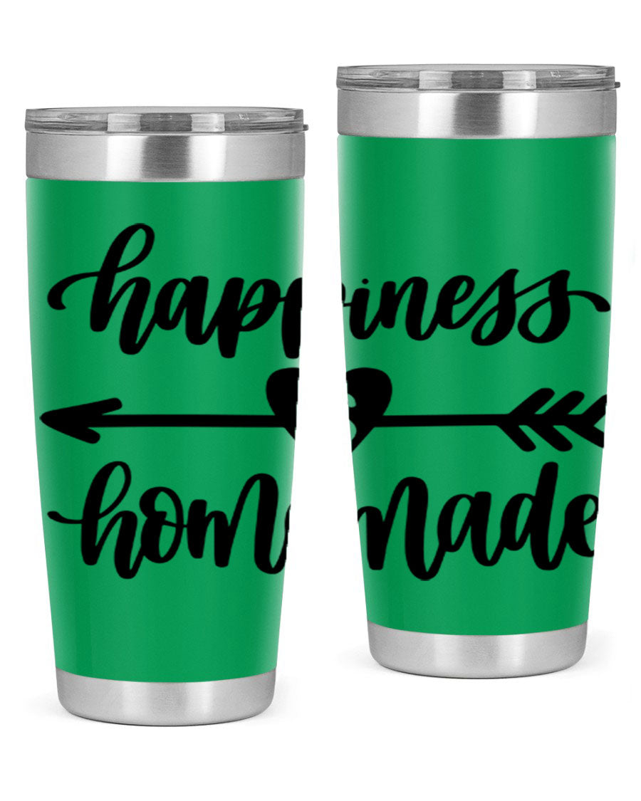 Happiness is Homemade 17# Tumbler in stainless steel with a copper lining, featuring a drink-thru lid and a stylish design.