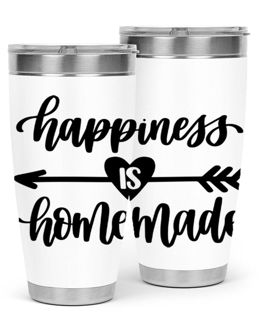 Happiness is Homemade 17# Tumbler in stainless steel with a copper lining, featuring a drink-thru lid and a stylish design.