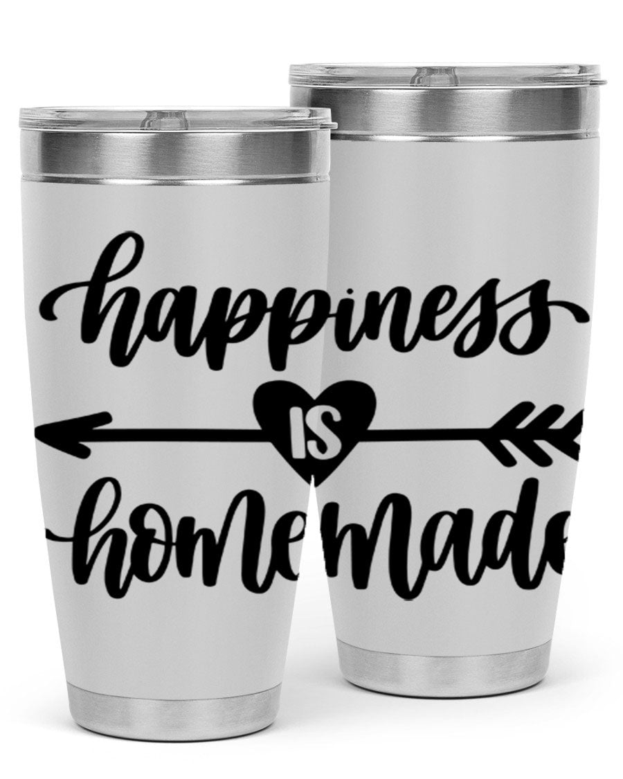Happiness is Homemade 17# Tumbler in stainless steel with a copper lining, featuring a drink-thru lid and a stylish design.