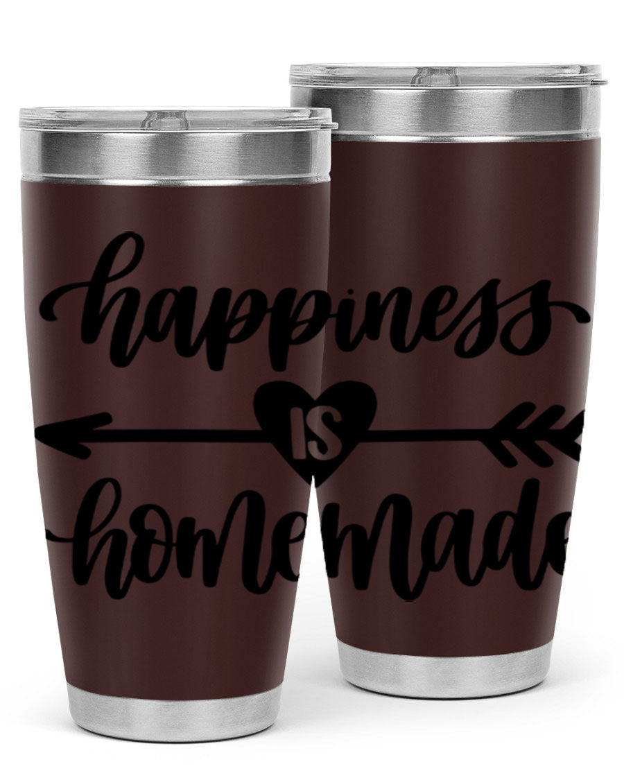 Happiness is Homemade 17# Tumbler in stainless steel with a copper lining, featuring a drink-thru lid and a stylish design.