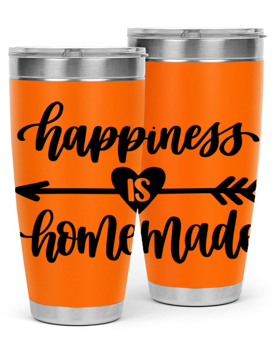 Happiness is Homemade 17# Tumbler in stainless steel with a copper lining, featuring a drink-thru lid and a stylish design.