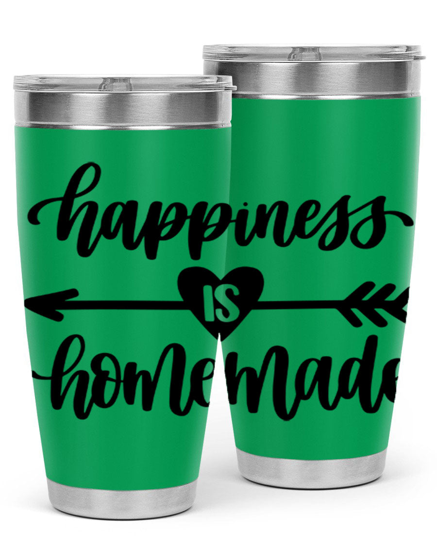 Happiness is Homemade 17# Tumbler in stainless steel with a copper lining, featuring a drink-thru lid and a stylish design.
