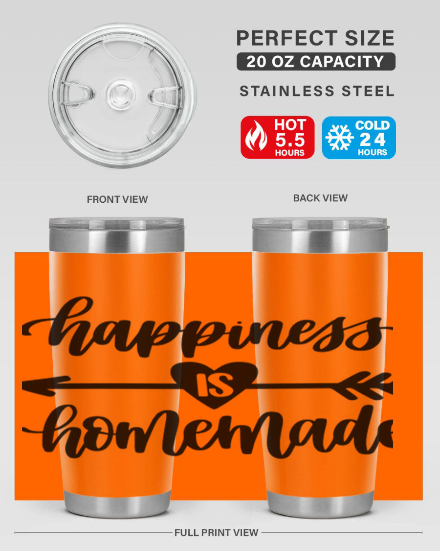 Happiness is Homemade 17# Tumbler in stainless steel with a copper lining, featuring a drink-thru lid and a stylish design.