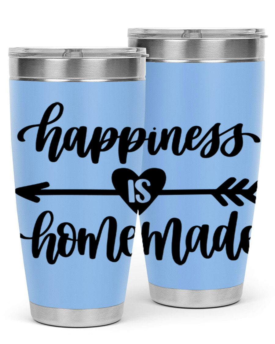 Happiness is Homemade 17# Tumbler in stainless steel with a copper lining, featuring a drink-thru lid and a stylish design.