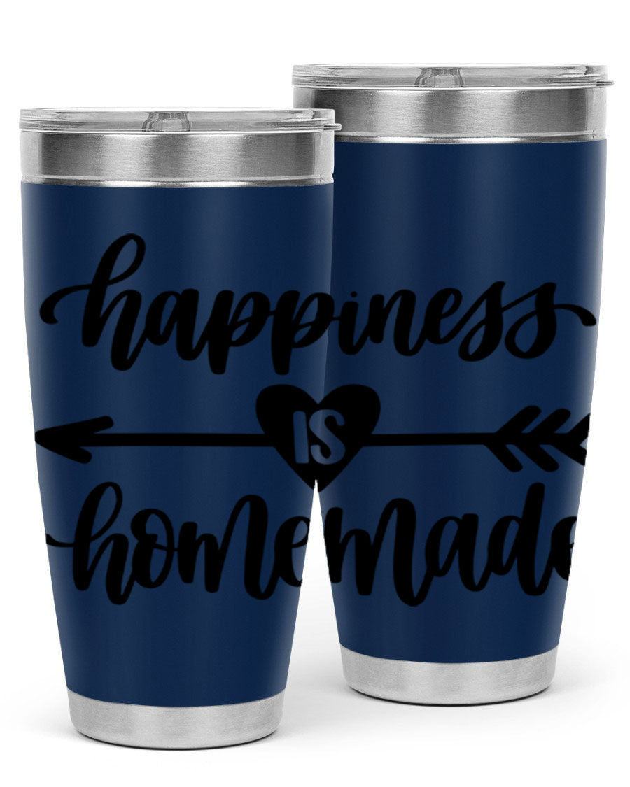 Happiness is Homemade 17# Tumbler in stainless steel with a copper lining, featuring a drink-thru lid and a stylish design.