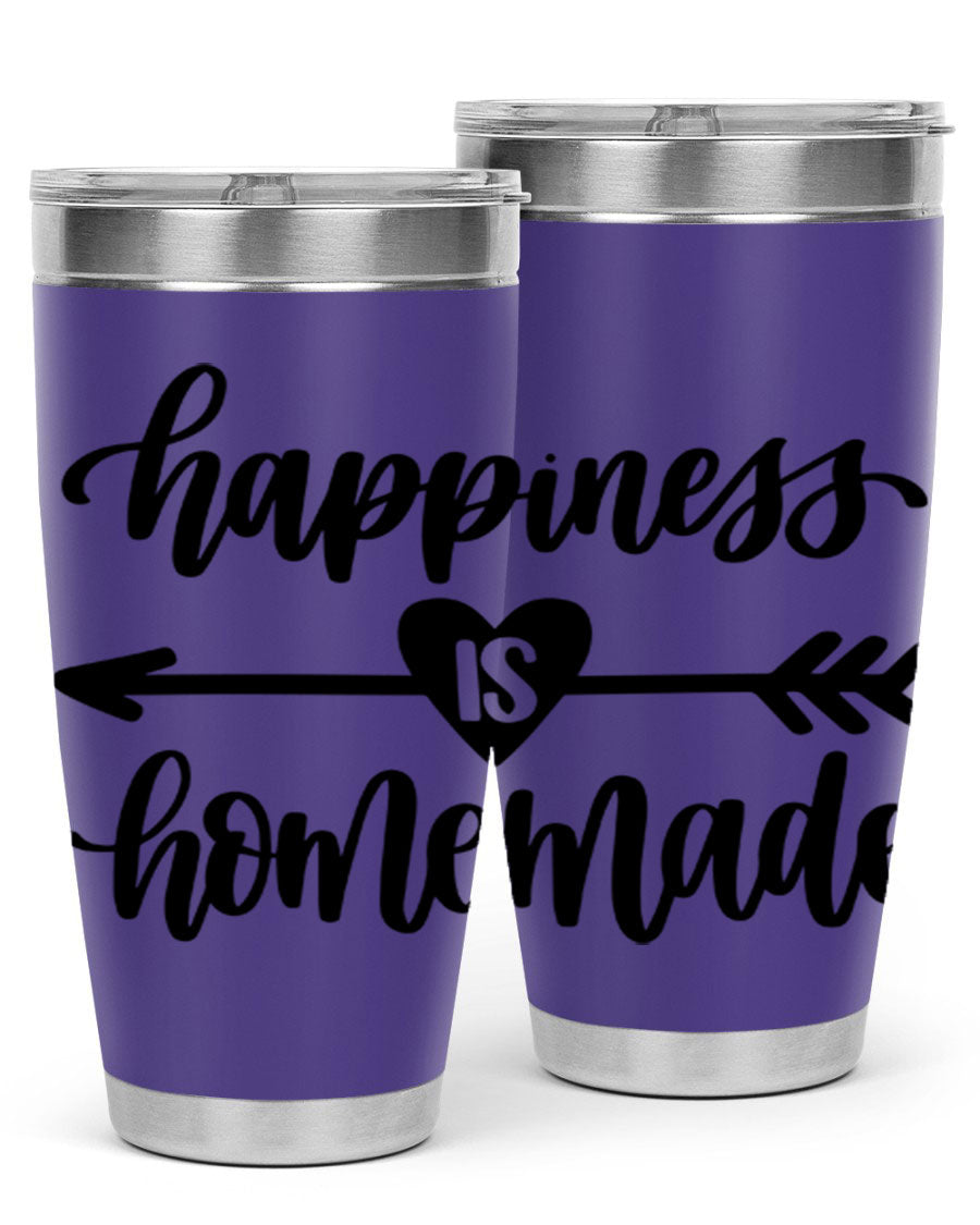 Happiness is Homemade 17# Tumbler in stainless steel with a copper lining, featuring a drink-thru lid and a stylish design.