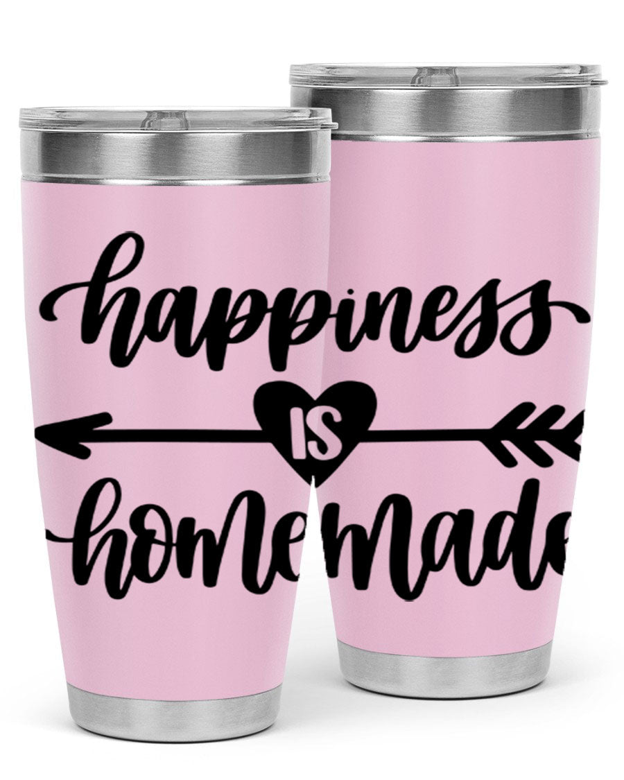 Happiness is Homemade 17# Tumbler in stainless steel with a copper lining, featuring a drink-thru lid and a stylish design.
