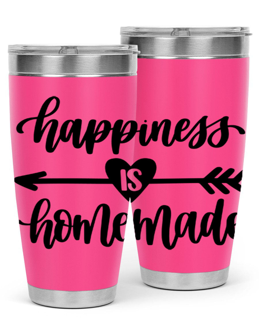 Happiness is Homemade 17# Tumbler in stainless steel with a copper lining, featuring a drink-thru lid and a stylish design.