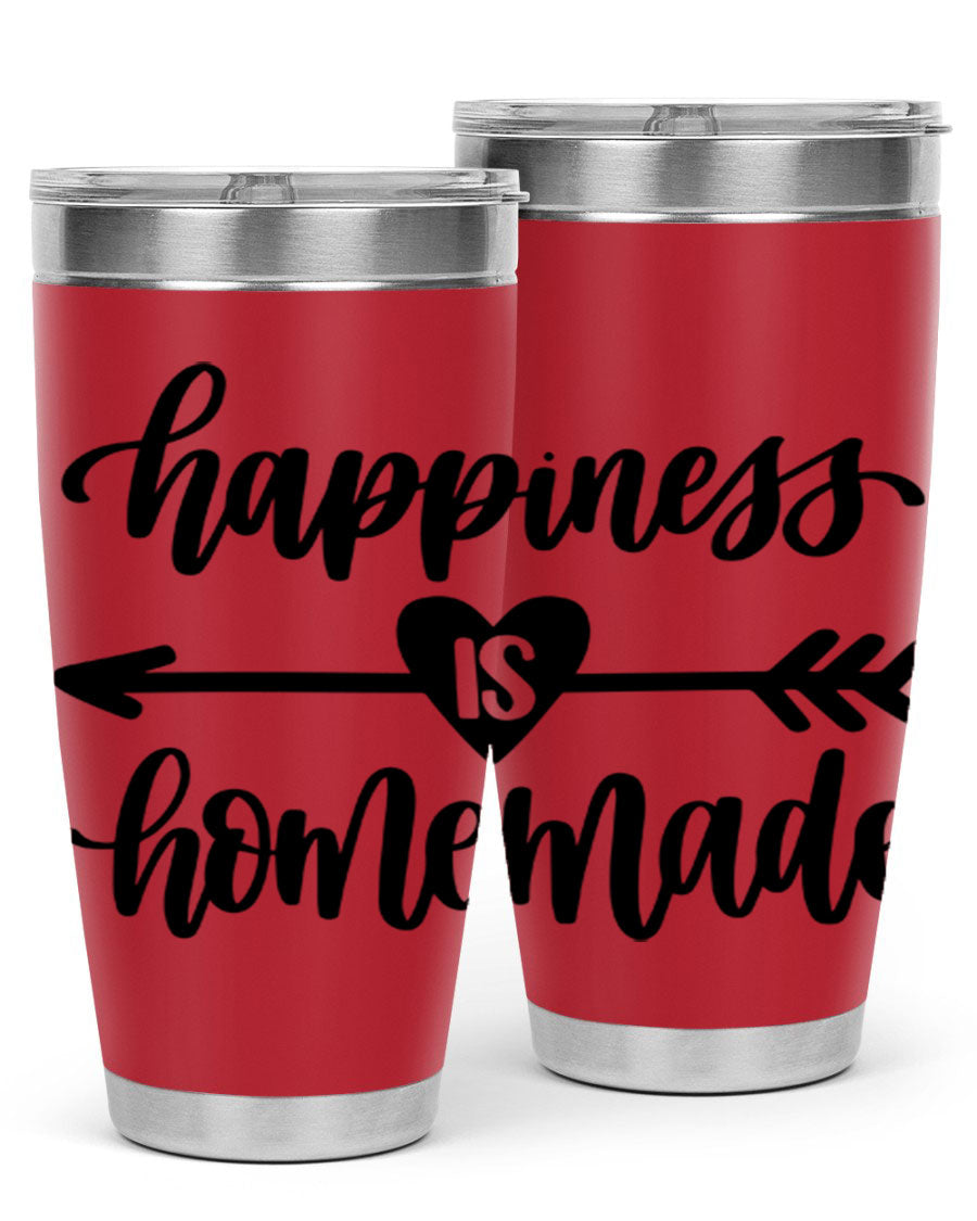 Happiness is Homemade 17# Tumbler in stainless steel with a copper lining, featuring a drink-thru lid and a stylish design.