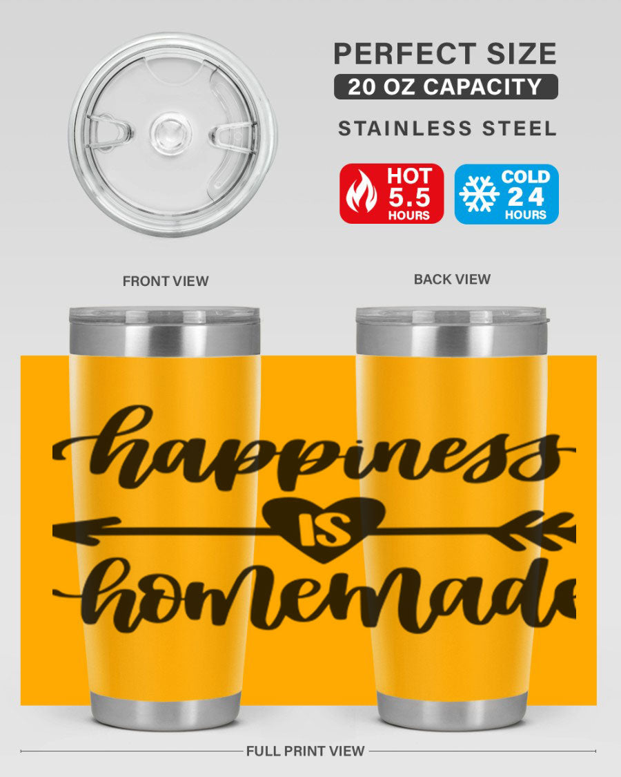 Happiness is Homemade 17# Tumbler in stainless steel with a copper lining, featuring a drink-thru lid and a stylish design.