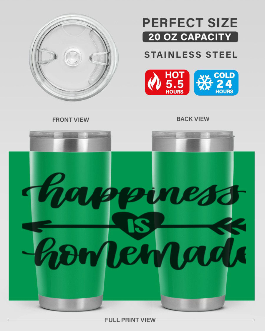 Happiness is Homemade 17# Tumbler in stainless steel with a copper lining, featuring a drink-thru lid and a stylish design.