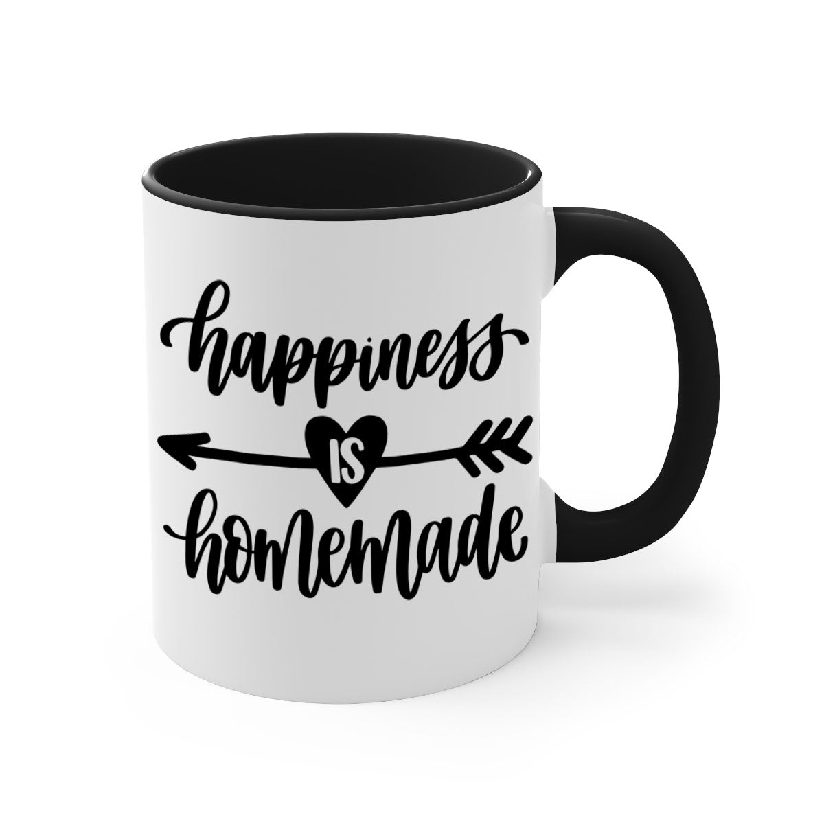 Happiness is Homemade Mug featuring a two-tone design with a colored handle and interior, available in multiple colors and sizes.