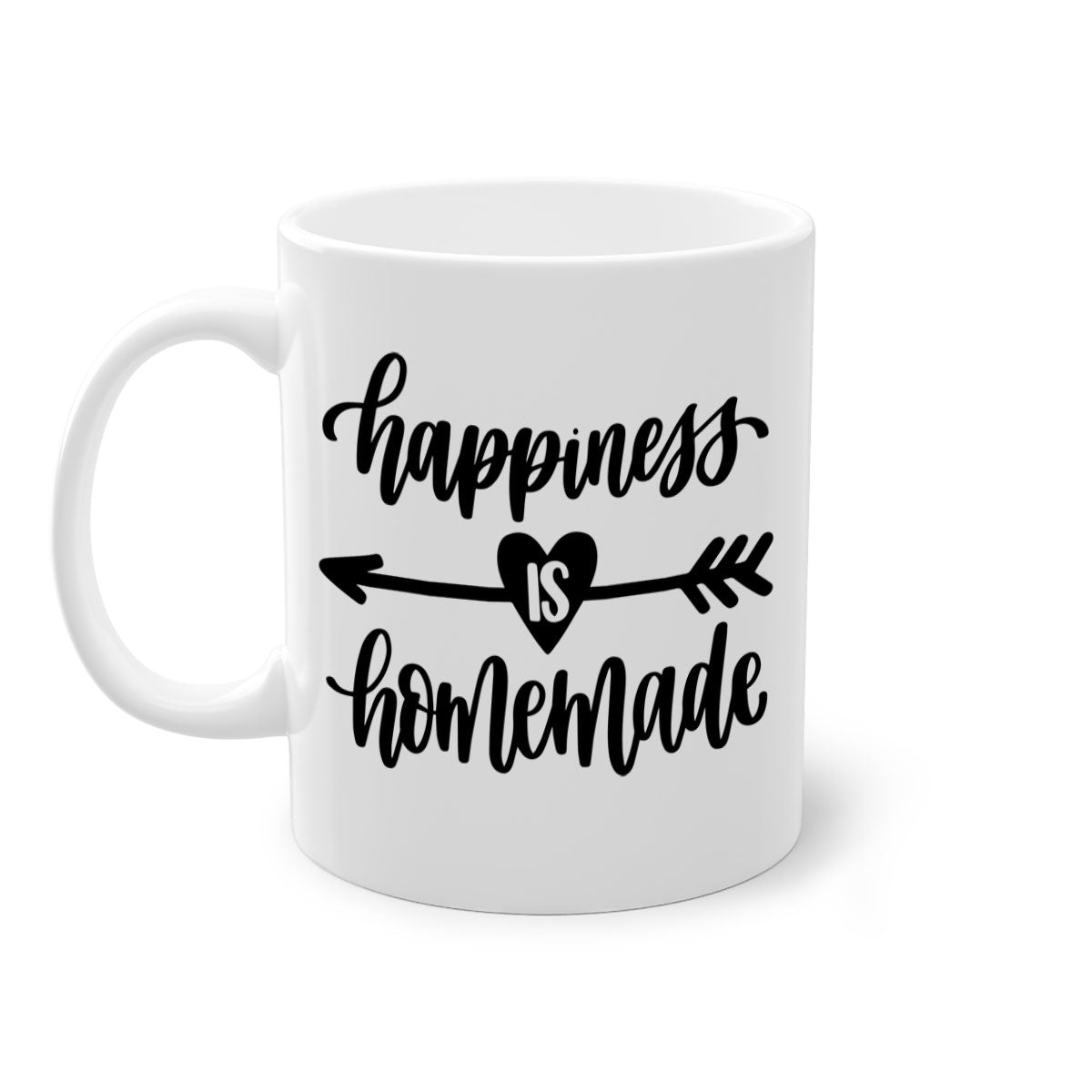 Happiness is Homemade Mug featuring a two-tone design with a colored handle and interior, available in multiple colors and sizes.
