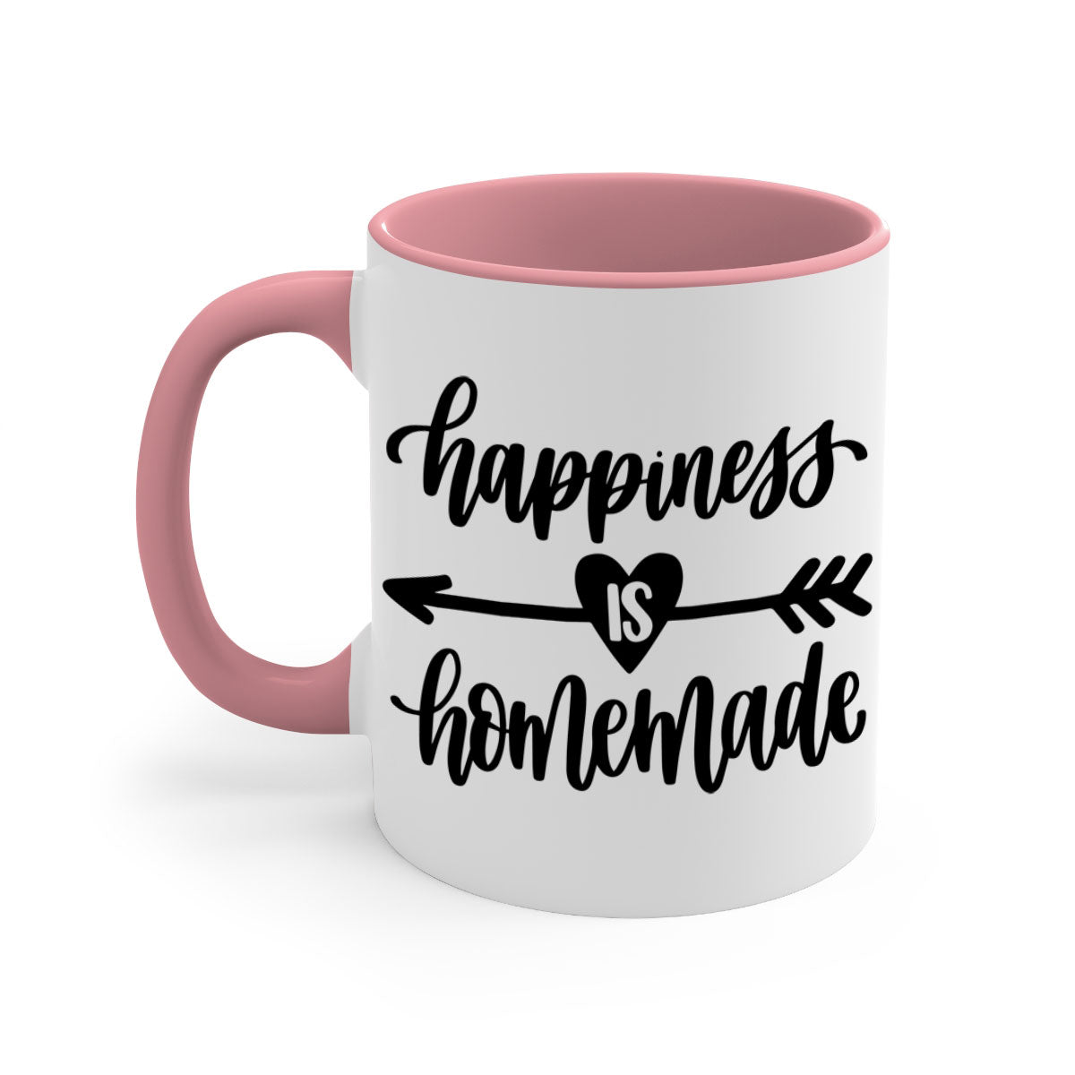 Happiness is Homemade Mug featuring a two-tone design with a colored handle and interior, available in multiple colors and sizes.