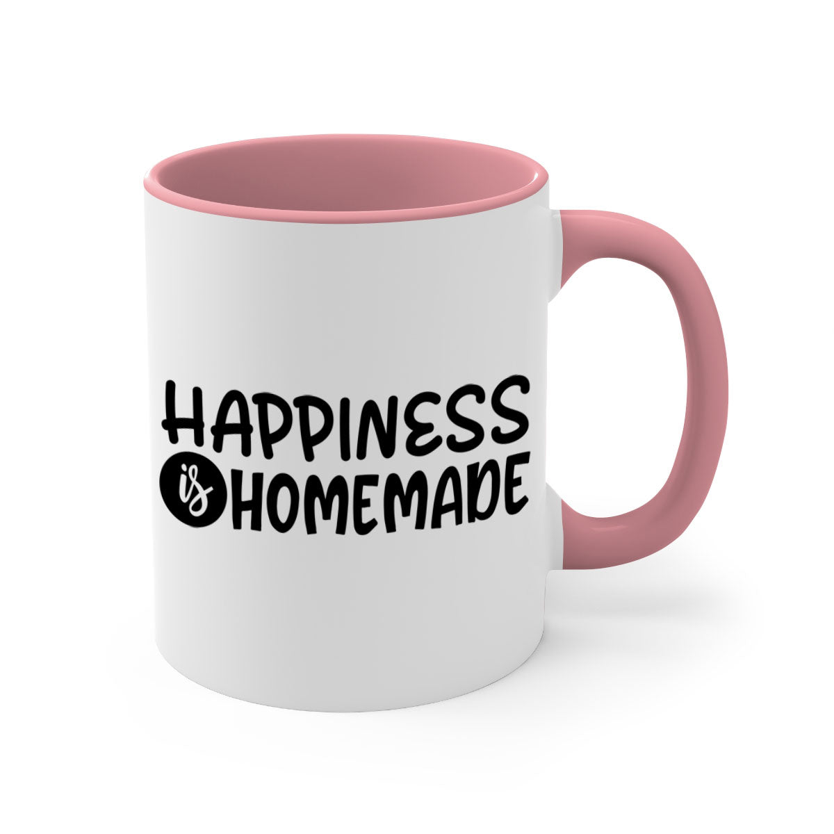Happiness is Homemade 40# Mug featuring a two-tone design with a colored handle and glossy finish, available in multiple colors.
