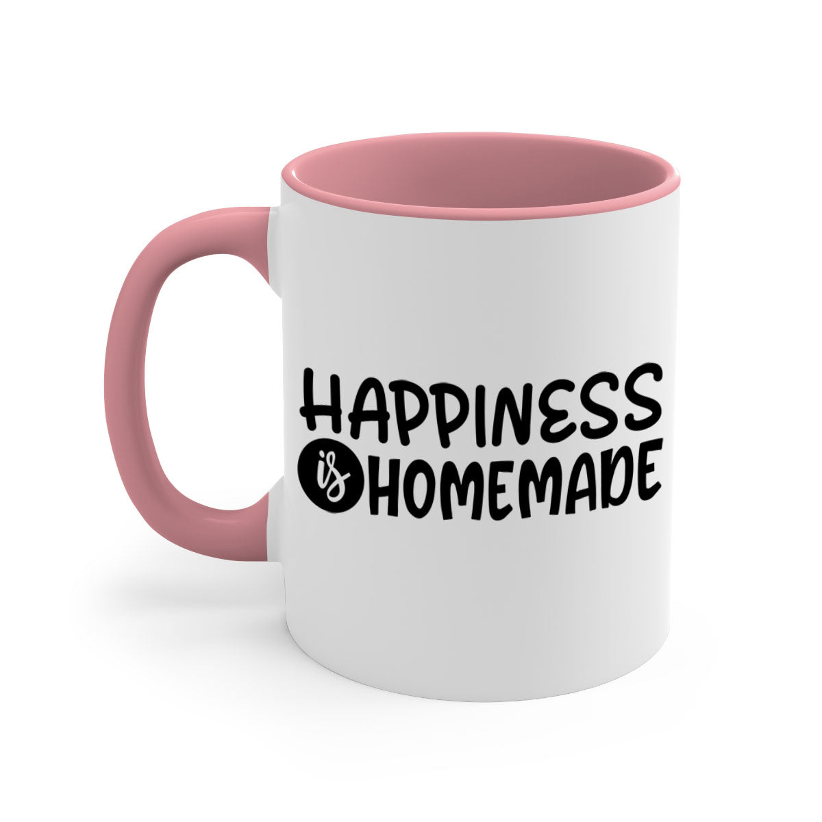 Happiness is Homemade 40# Mug featuring a two-tone design with a colored handle and glossy finish, available in multiple colors.