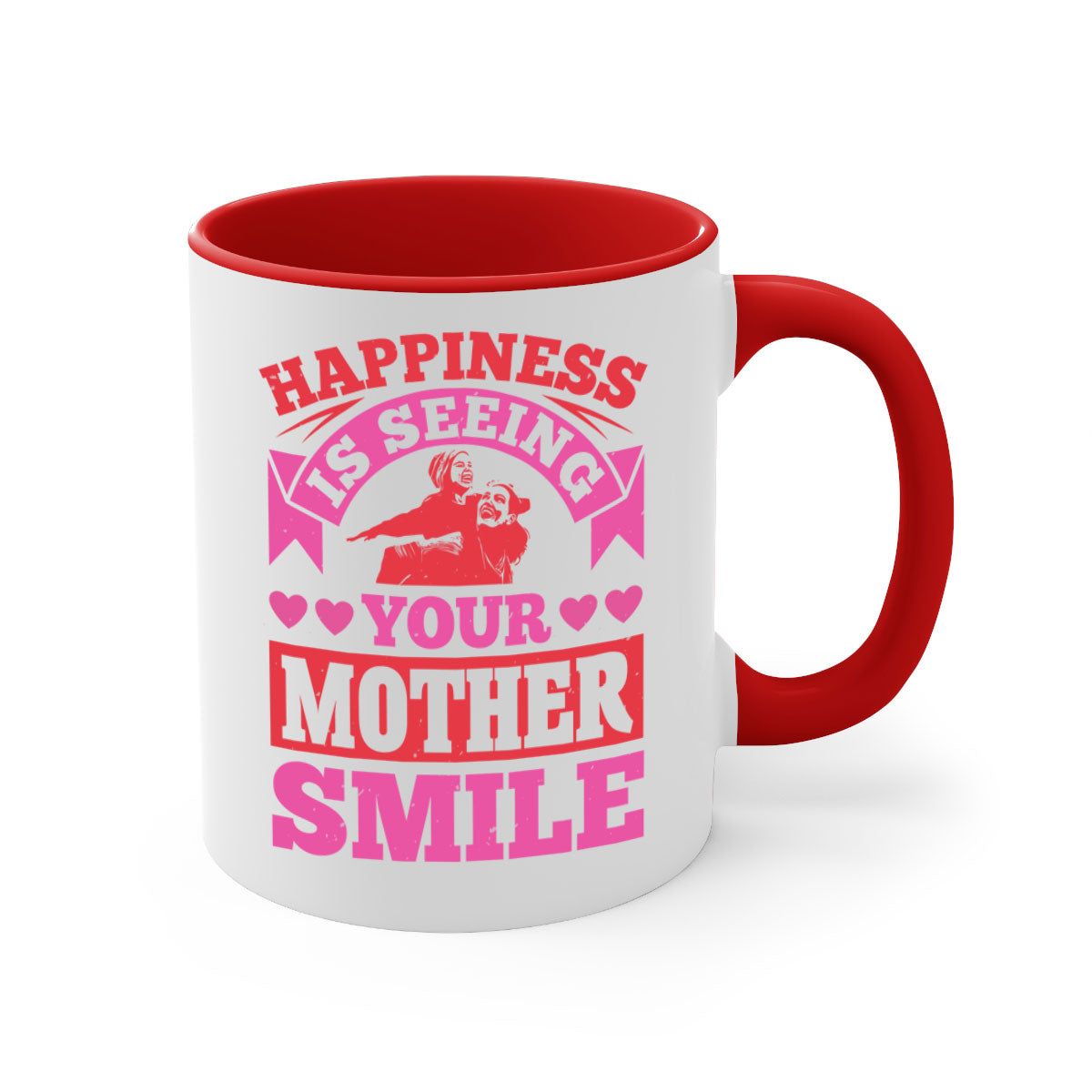 Ceramic mug with a glossy finish featuring a two-tone design, colored handle, and interior, perfect for Mother's Day gifts.