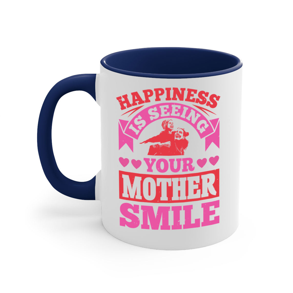 Ceramic mug with a glossy finish featuring a two-tone design, colored handle, and interior, perfect for Mother's Day gifts.