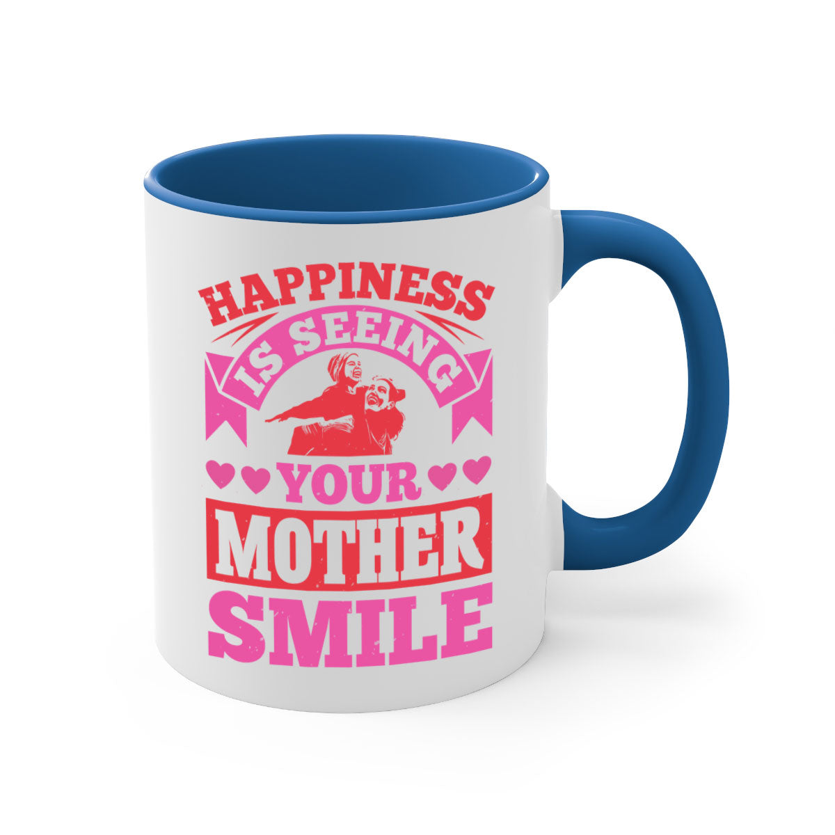 Ceramic mug with a glossy finish featuring a two-tone design, colored handle, and interior, perfect for Mother's Day gifts.
