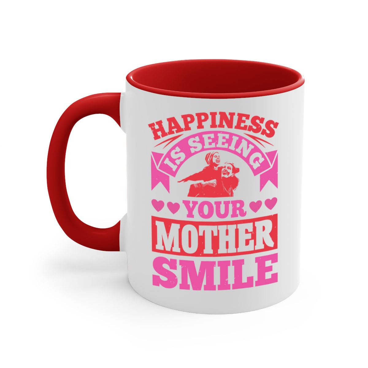 Ceramic mug with a glossy finish featuring a two-tone design, colored handle, and interior, perfect for Mother's Day gifts.