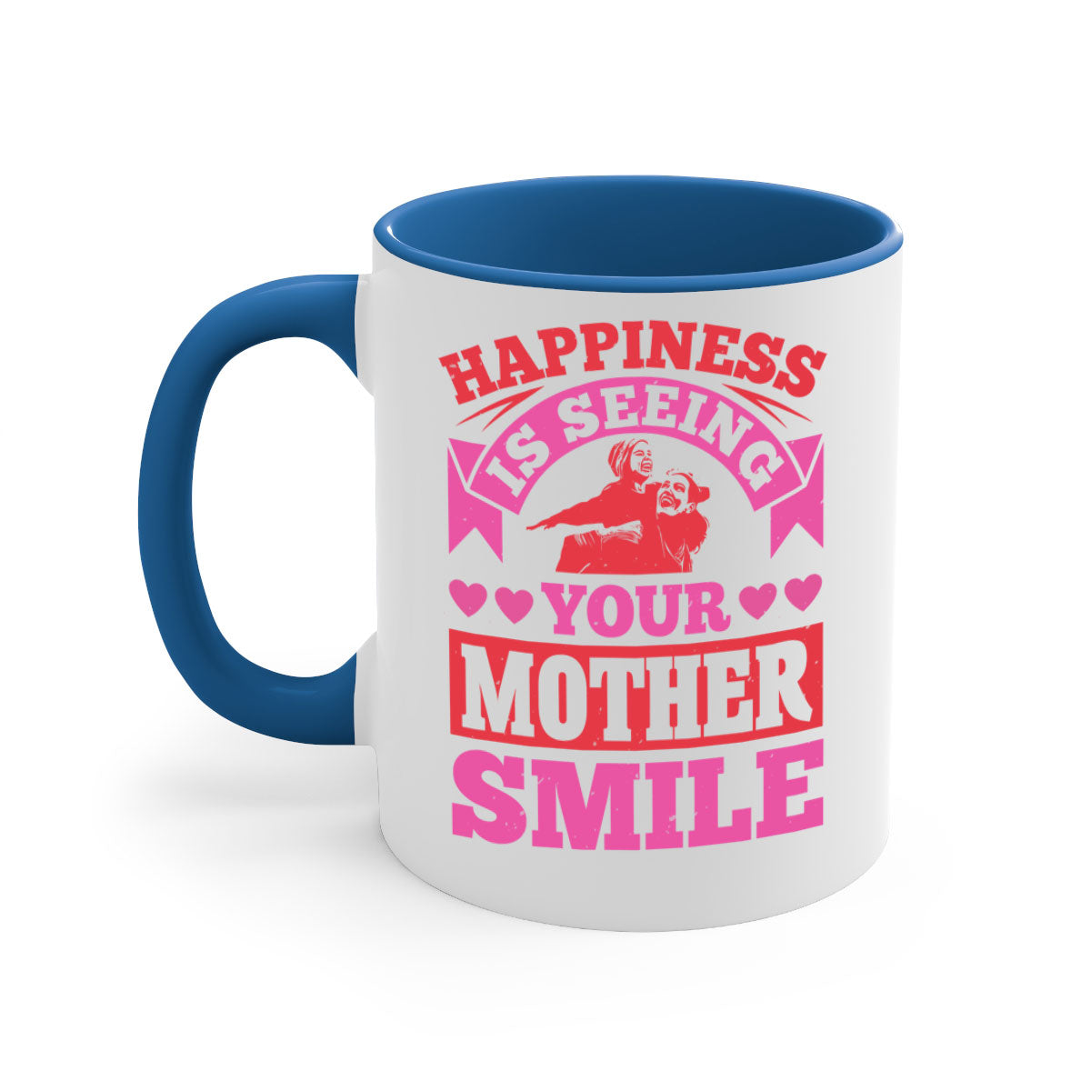 Ceramic mug with a glossy finish featuring a two-tone design, colored handle, and interior, perfect for Mother's Day gifts.