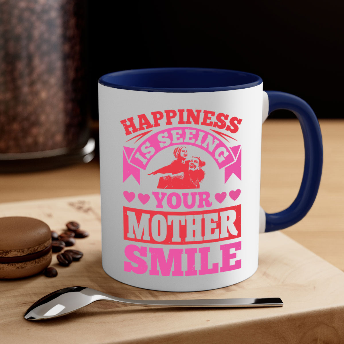 Ceramic mug with a glossy finish featuring a two-tone design, colored handle, and interior, perfect for Mother's Day gifts.