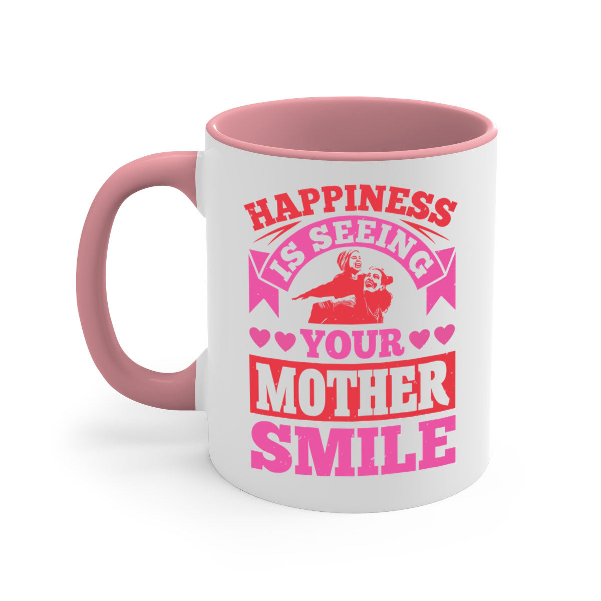 Ceramic mug with a glossy finish featuring a two-tone design, colored handle, and interior, perfect for Mother's Day gifts.