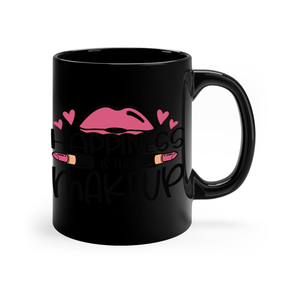 Hapiness Is The Makeup Style 95# Mug featuring a glossy finish and colorful handle, perfect for coffee or tea.