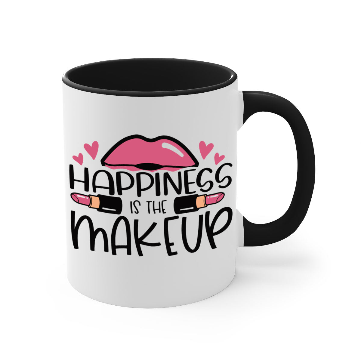 Hapiness Is The Makeup Style 95# Mug featuring a glossy finish and colorful handle, perfect for coffee or tea.