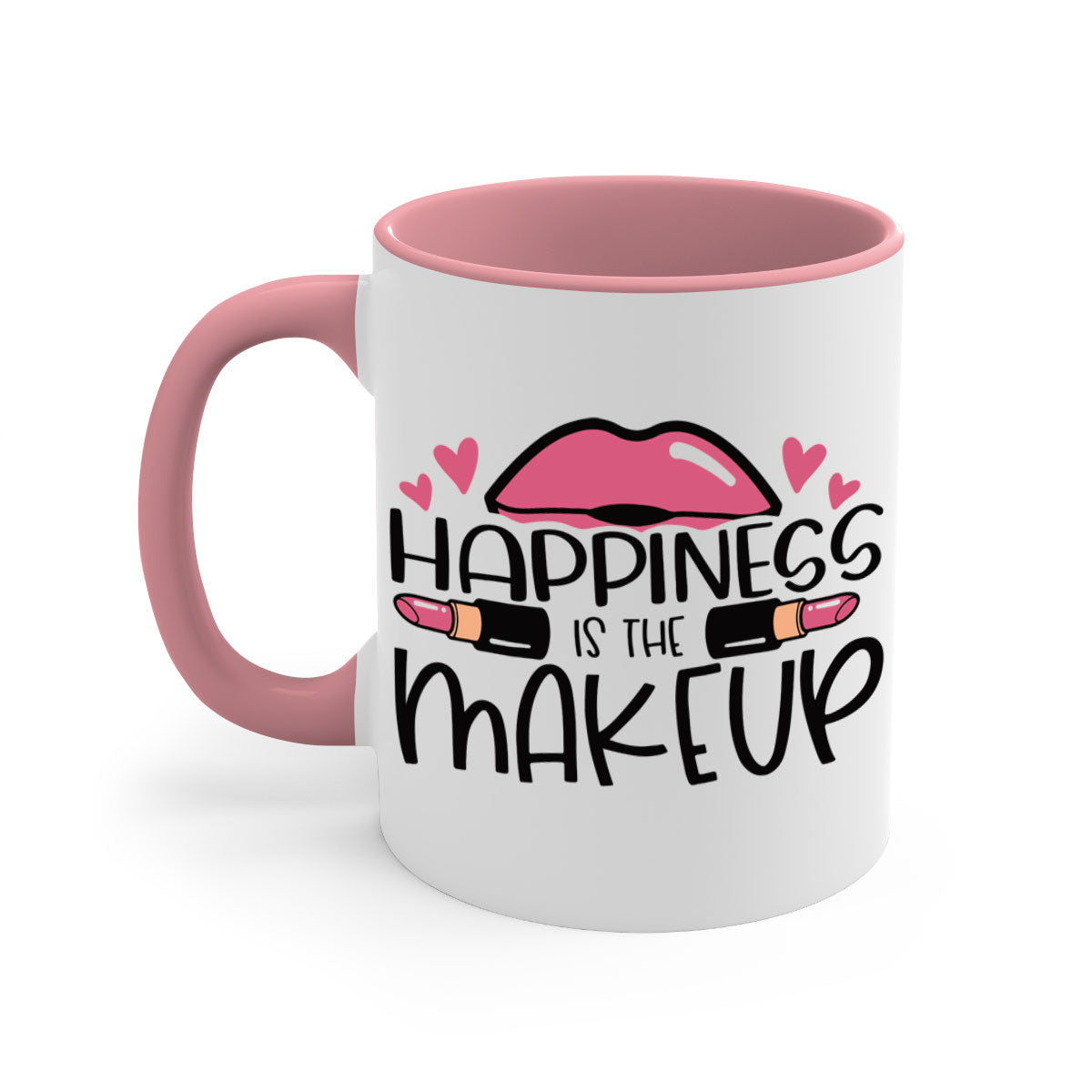Hapiness Is The Makeup Style 95# Mug featuring a glossy finish and colorful handle, perfect for coffee or tea.