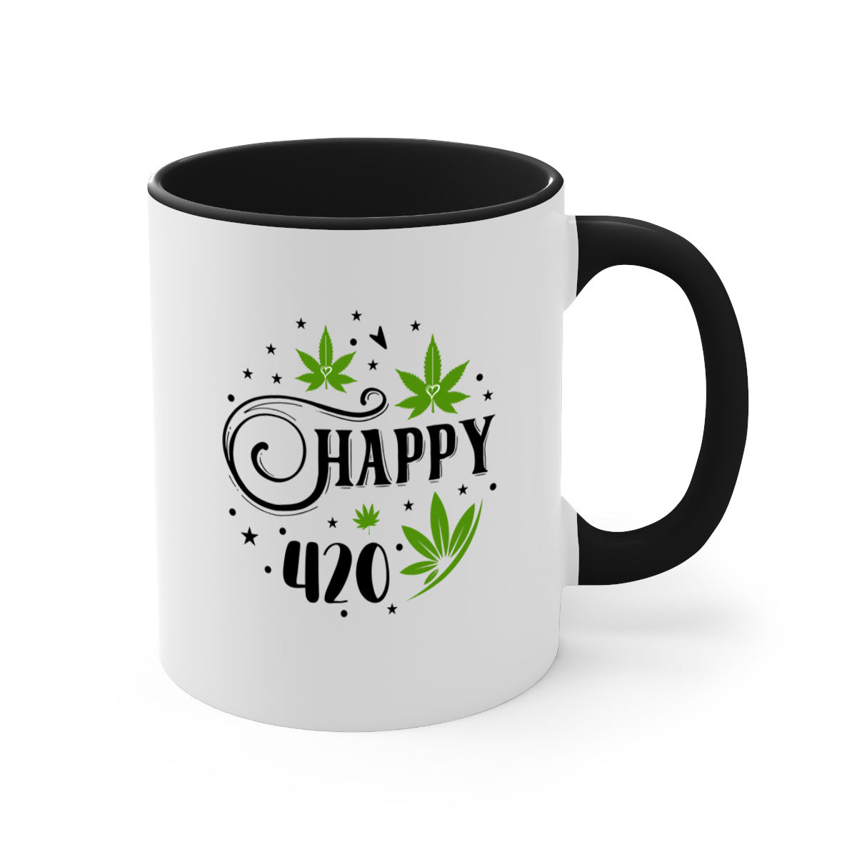 Happy 420 101# Mug with colorful handle and interior, showcasing glossy finish and ergonomic design.